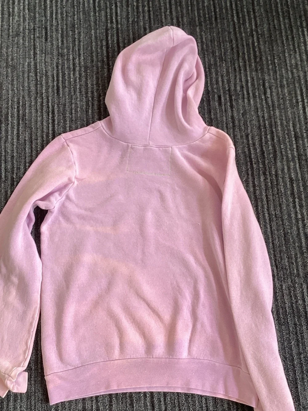 Aviator Nation Pink Hoodie with Blue Logo and Rainbow Stripe with some stains